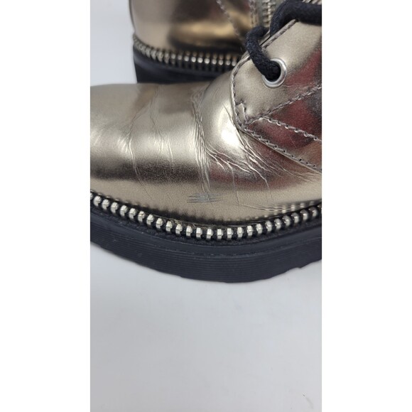 Women's Michael Kors Vivia Nickle Metallic Buckle Lace Leather Combat Boot - Picture 8 of 10